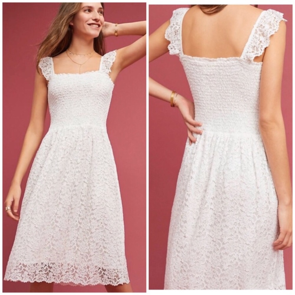 Anthropologie Maeve Anastasi Smock Lace Dress S